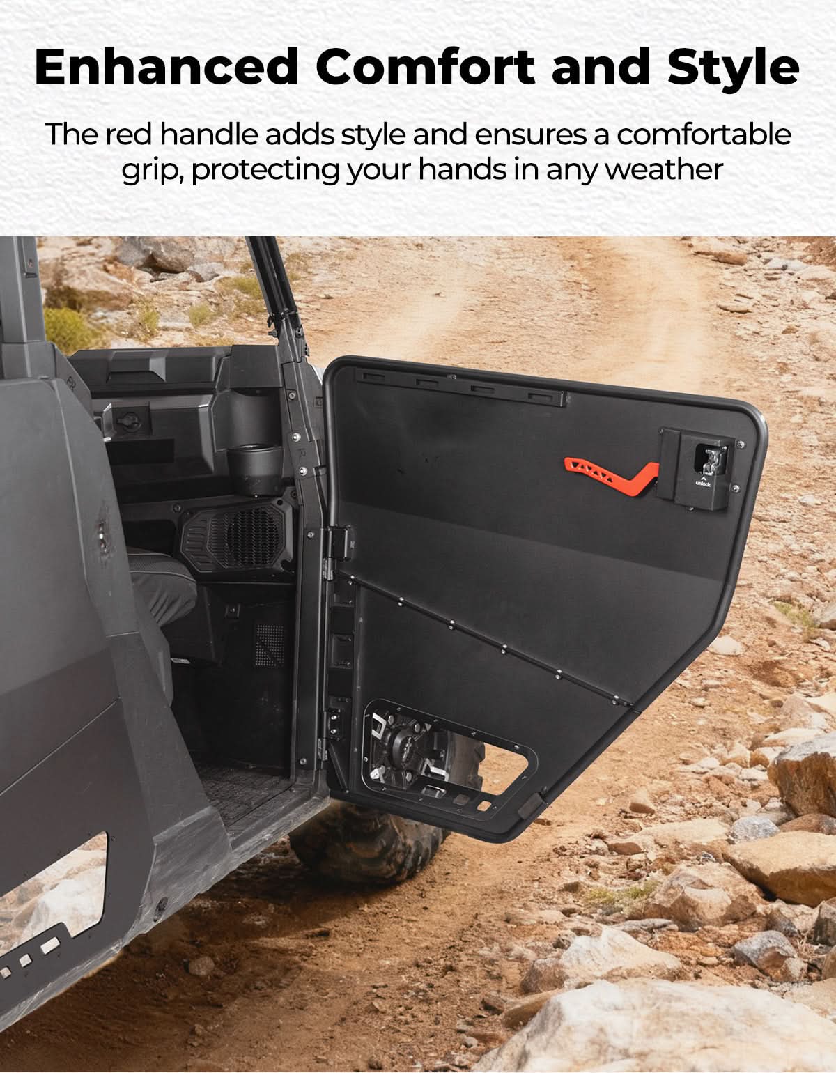 Kemimoto Aluminum Doors for Polaris Ranger XP 1000 Crew Black