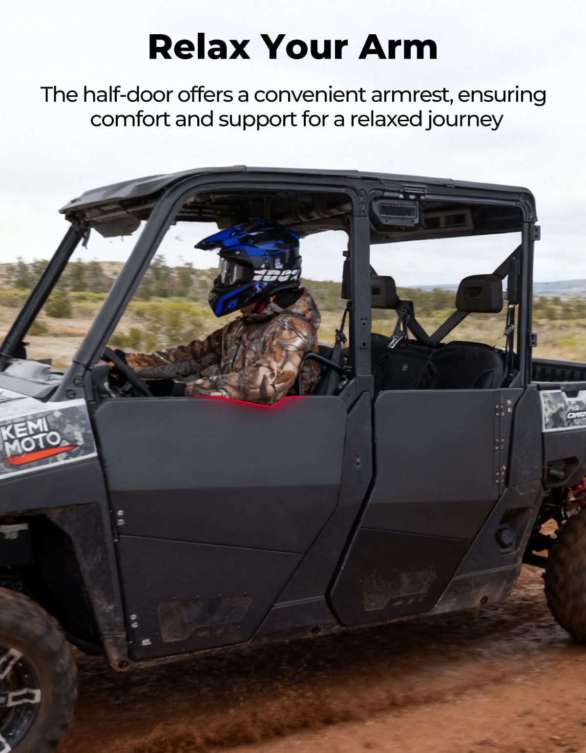 Kemimoto Aluminum Doors for Polaris Ranger XP 1000 Crew Black