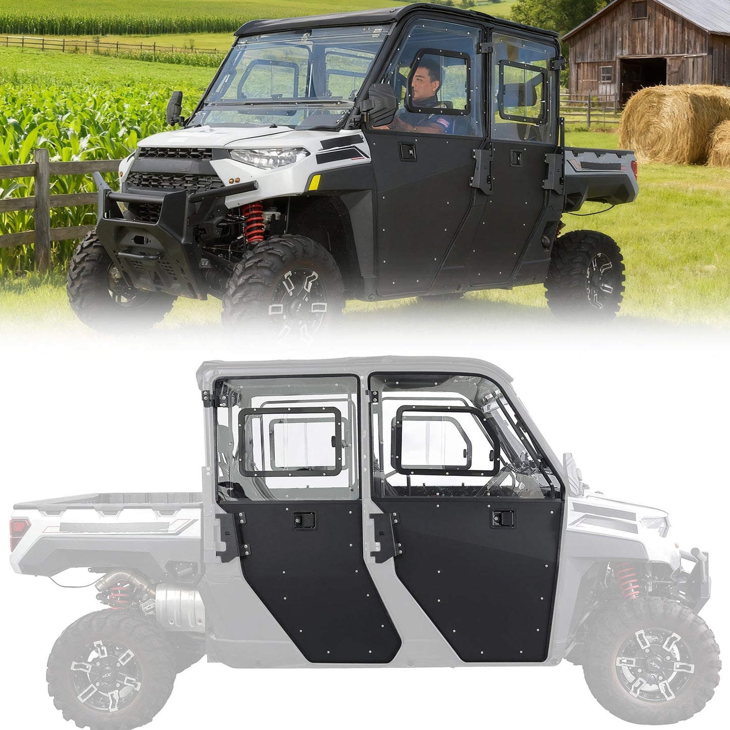 Kemimoto 2-in-1 Convertible UTV Door With Vented Window