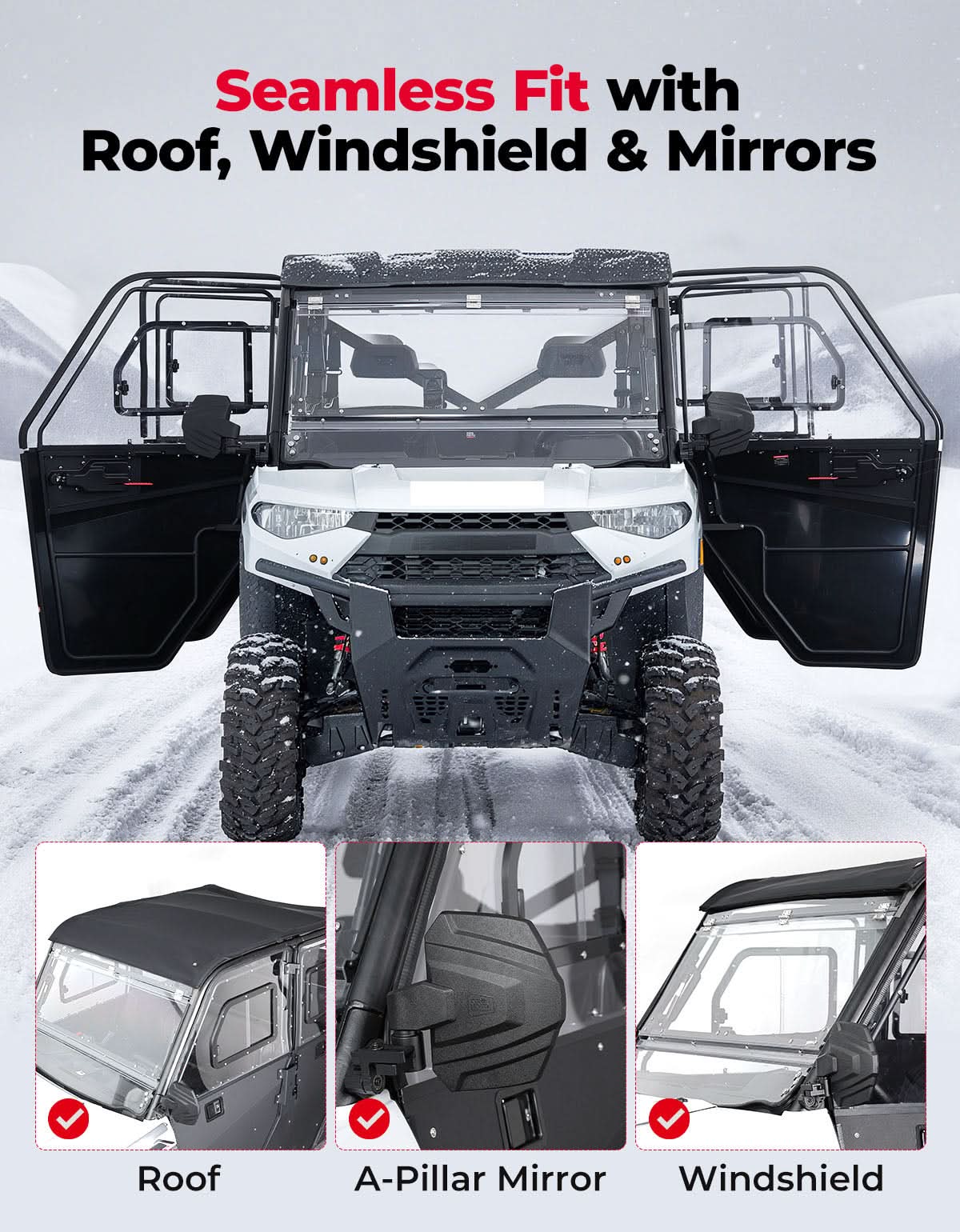 Kemimoto 2-in-1 Convertible UTV Door With Vented Window