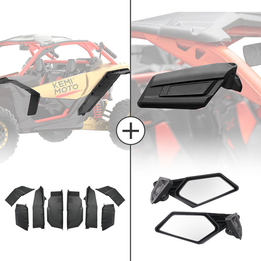 Kemimoto Extended Fender Flares Side Mirrors for Can‑Am Maverick X3