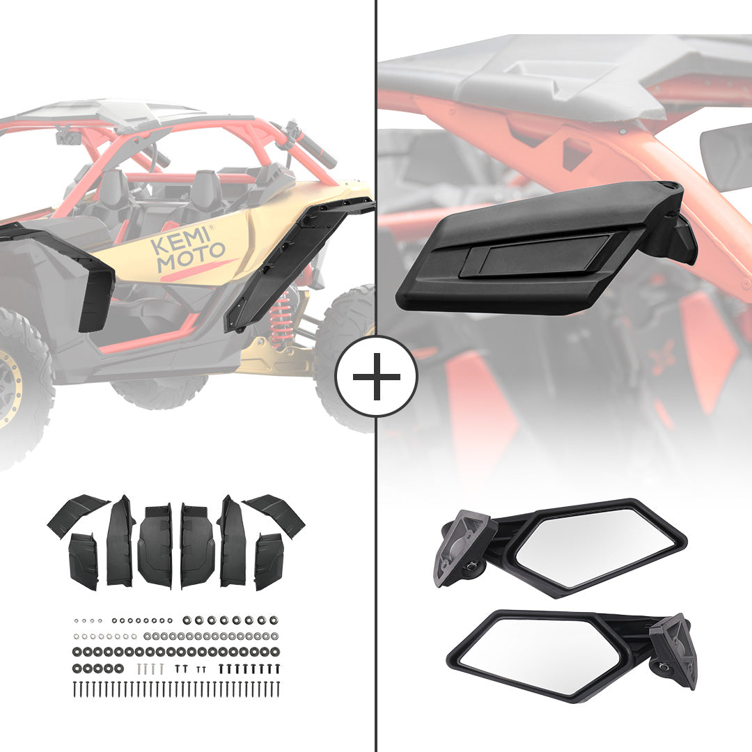 Kemimoto Extended Fender Flares Side Mirrors for Can‑Am Maverick X3