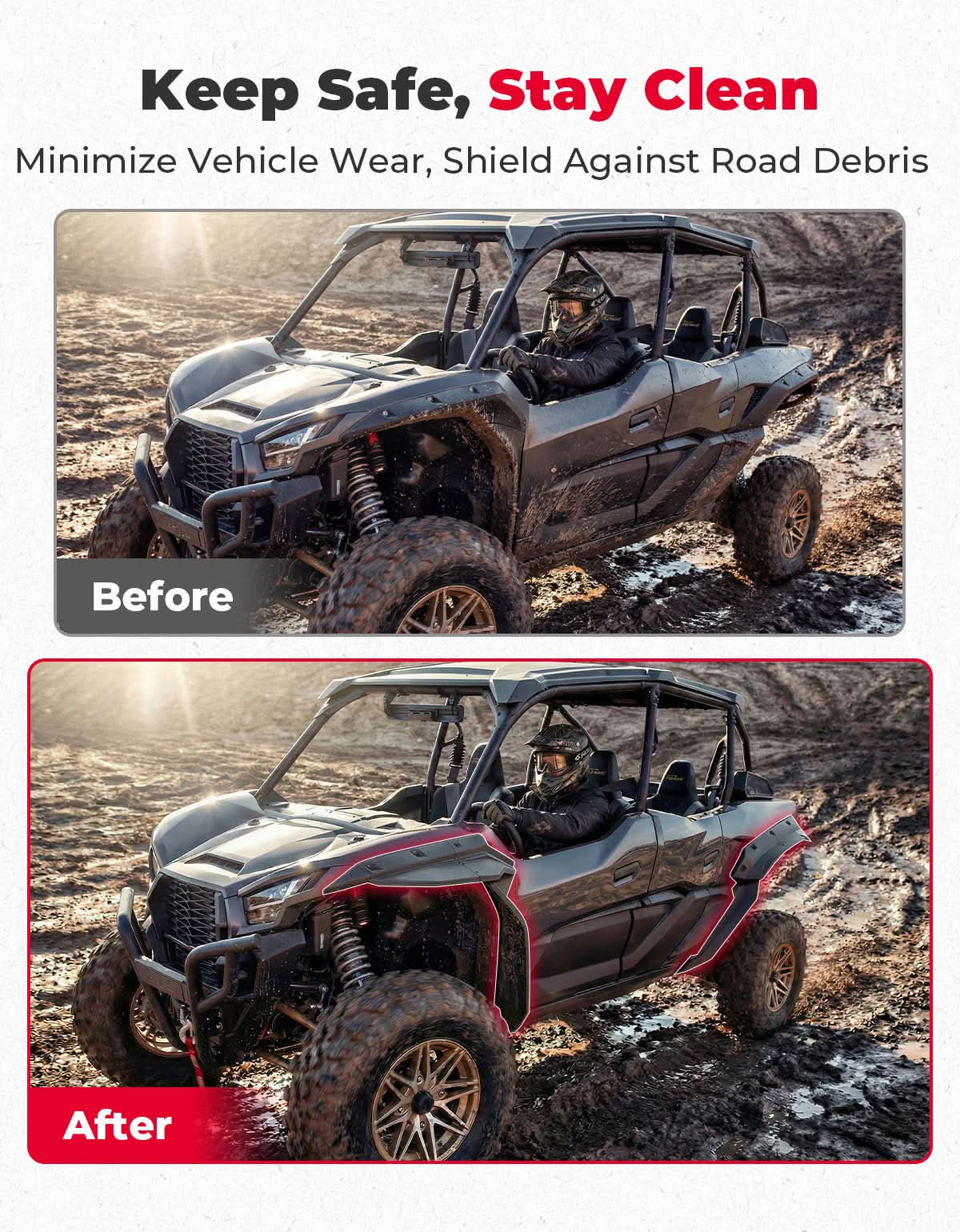 Kemimoto XXL Fender Flares for Kawasaki Teryx KRX4 1000