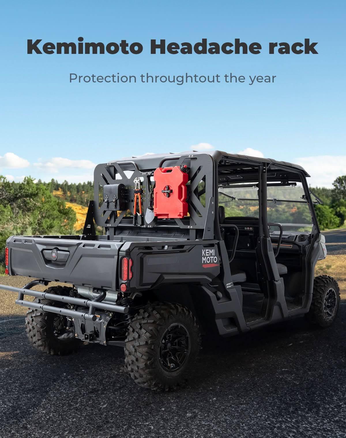 Kemimoto Headache Rack Assembly for Can‑Am Defender HD5–HD10