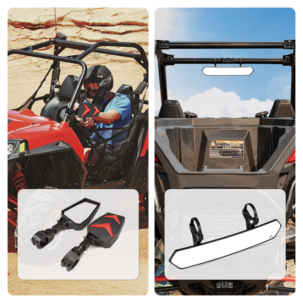 Kemimoto Universal Color Side Mirrors for 1.75"-2" UTV Roll Bar