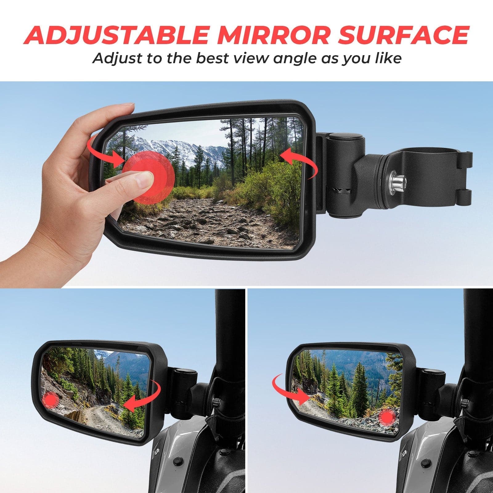 Kemimoto 1.65"-2" Rear View Mirror & 1.75" Round Tube Convex Mirror