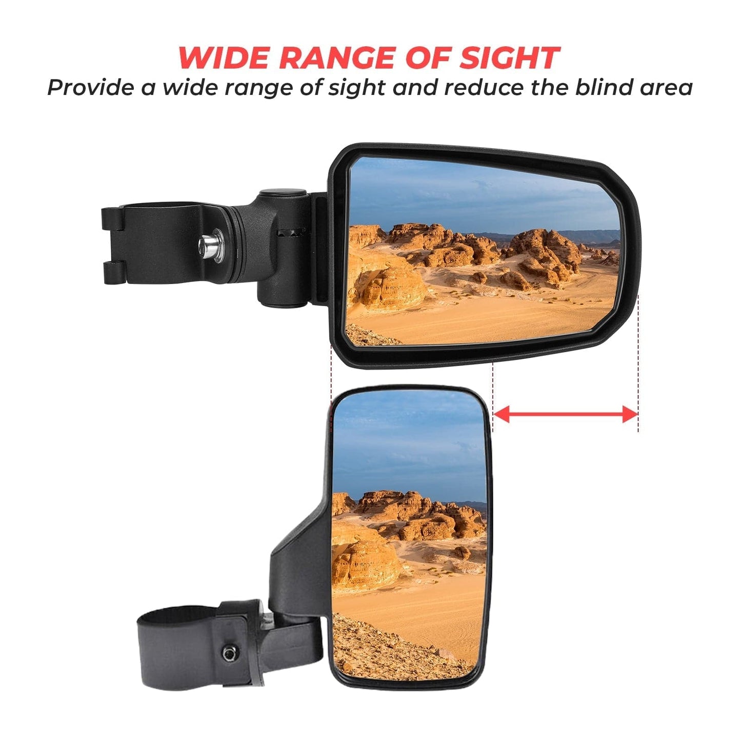 KEMIMOTO Adjustable Side Mirror for 1.75" Roll Cage Polaris Ranger