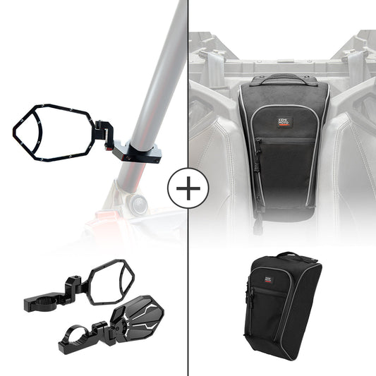 Kemimoto Rear View Mirrors & Shoulder Bag for Polaris RZR