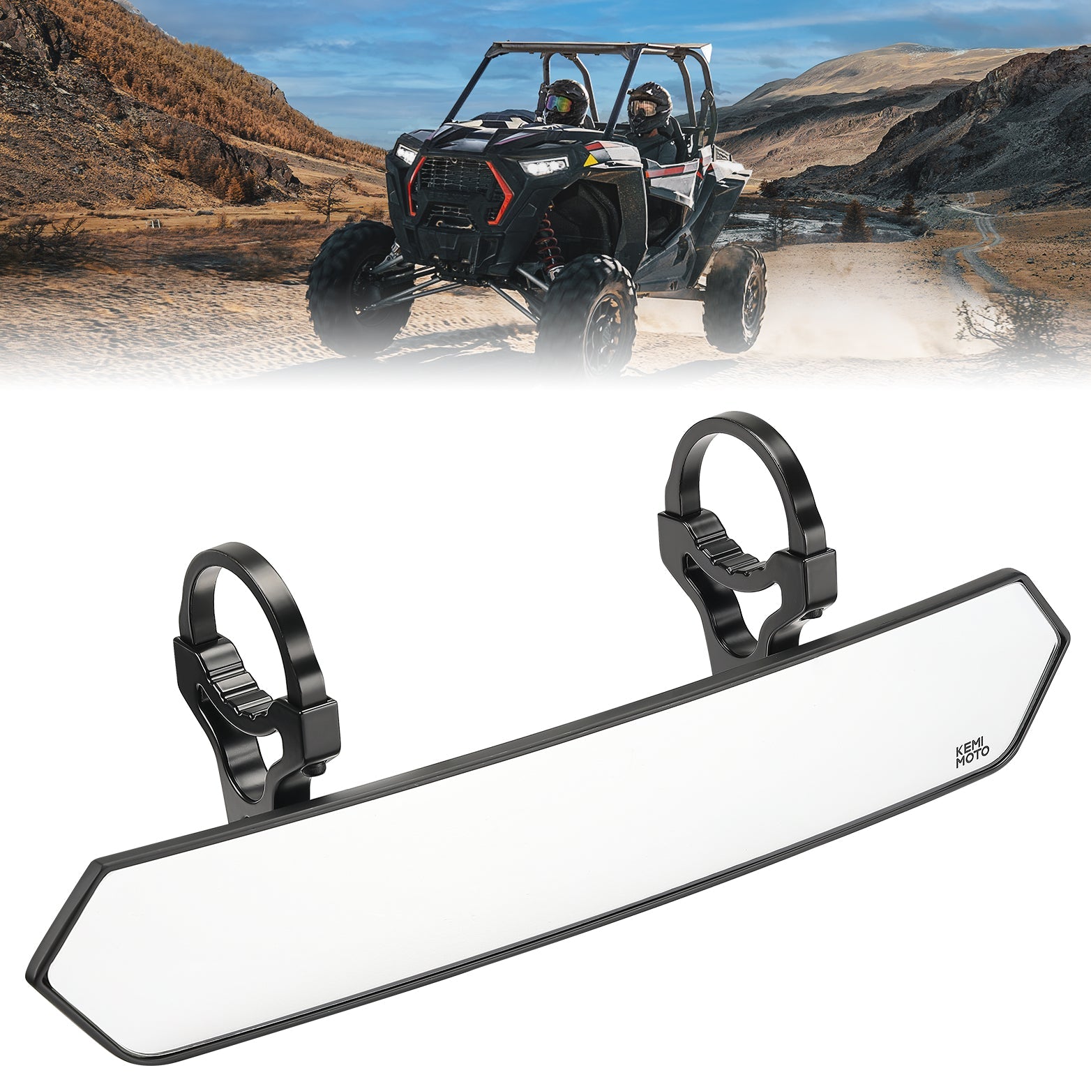 Kemimoto Universal Color Side Mirrors for 1.75"-2" UTV Roll Bar