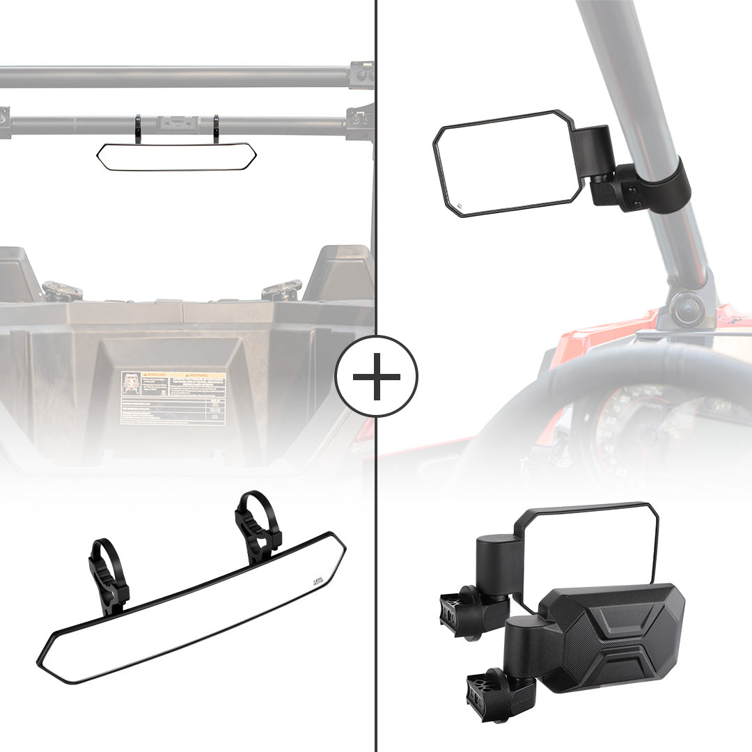 Kemimoto Rear View Side Mirrors 1.6-2" Roll Bar Cage Aluminum