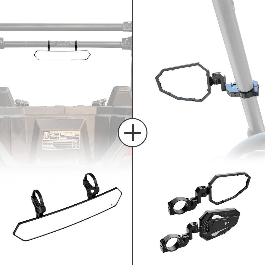 Kemimoto Dual UTV Rear View and Side Mirrors Adjustable
