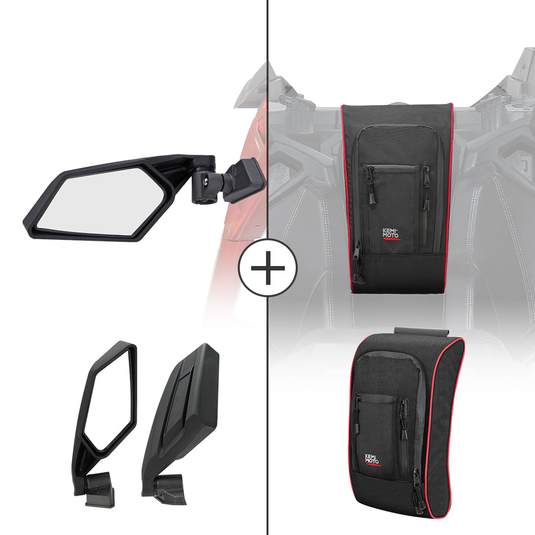 KEMIMOTO Side View Mirror & Console Storage Bag for Can‑Am Maverick X3