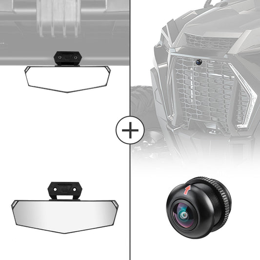 KEMIMOTO Center Rear View Mirror & Front Camera Kit High-Density Aluminum