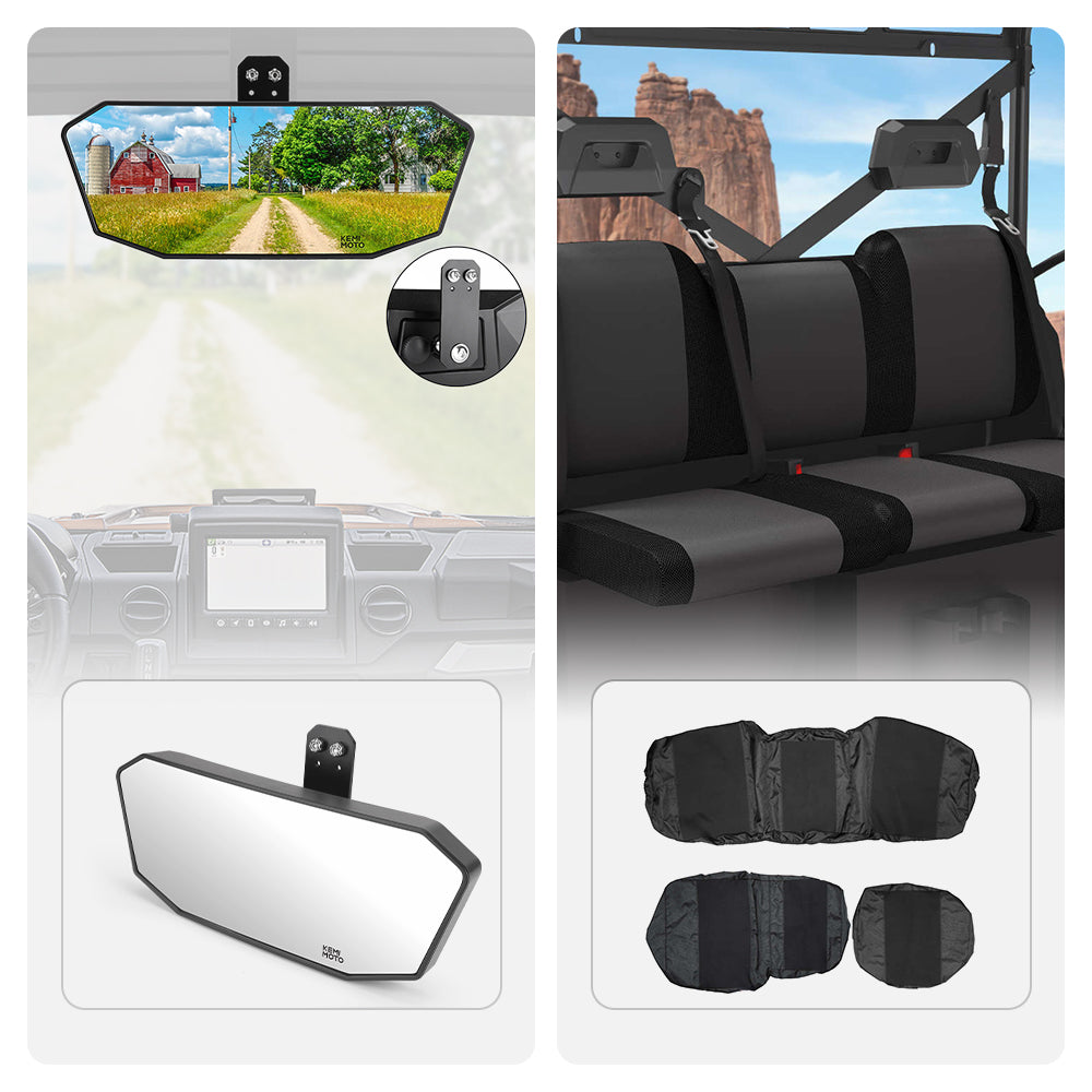 Kemimoto Rear View Mirror Seat Cover for Polaris Ranger 1000