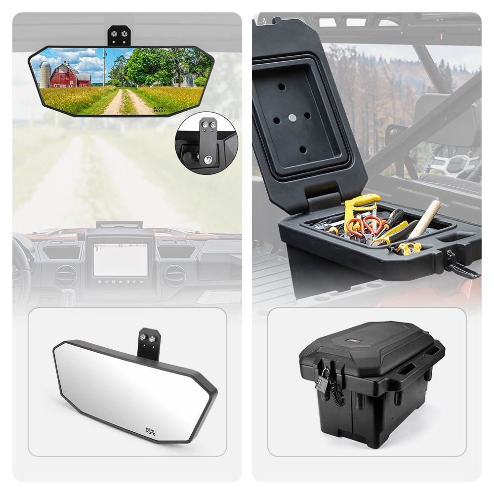 Kemimoto Rear View Mirror 45L Waterproof Tool Box for Ranger