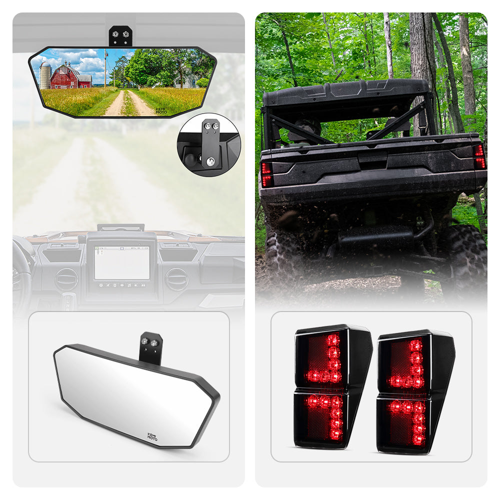 Kemimoto Rear View Mirror and Tail Light Height-Adjustable Set