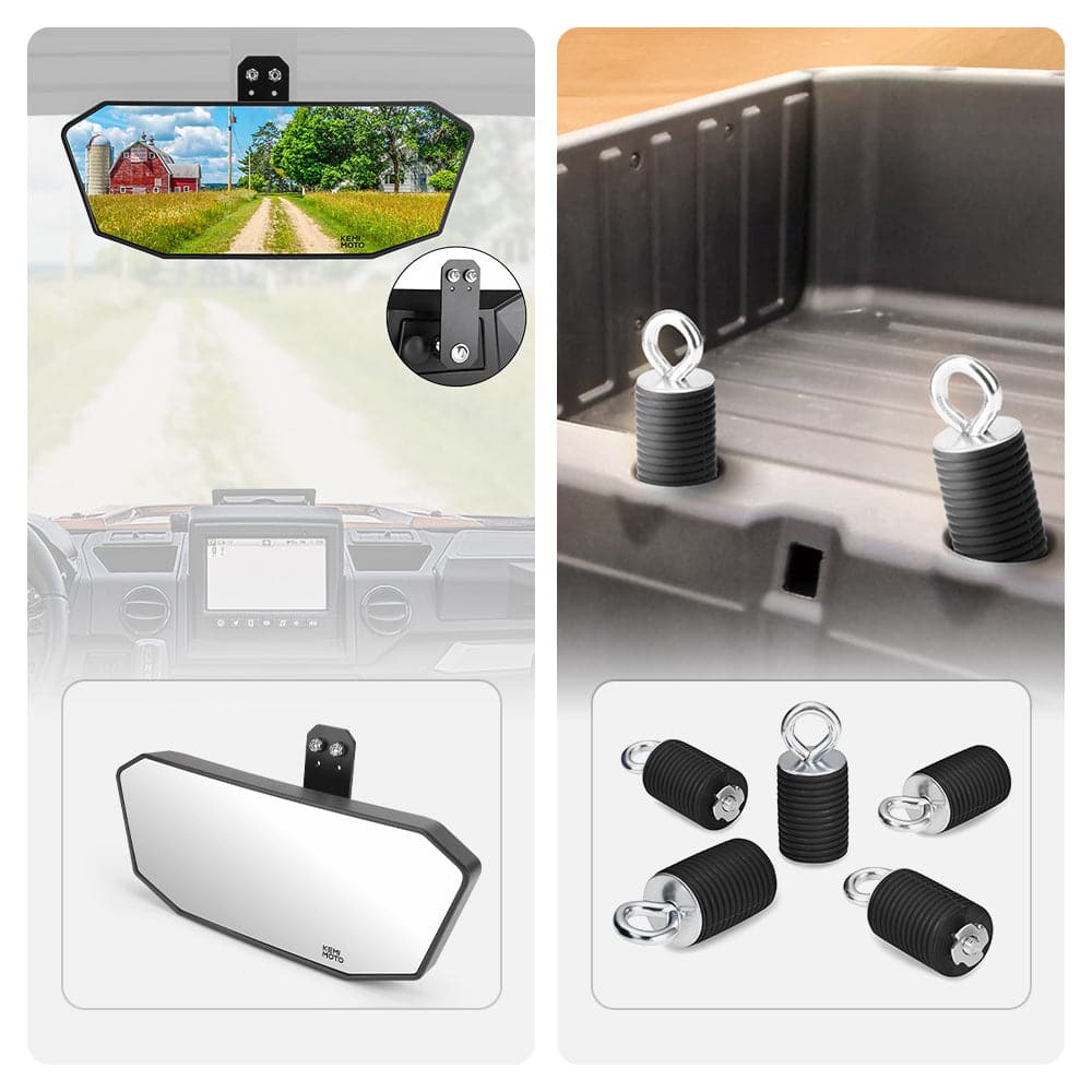 KEMIMOTO Rear View Mirror & Tie Down Anchors for Polaris Ranger