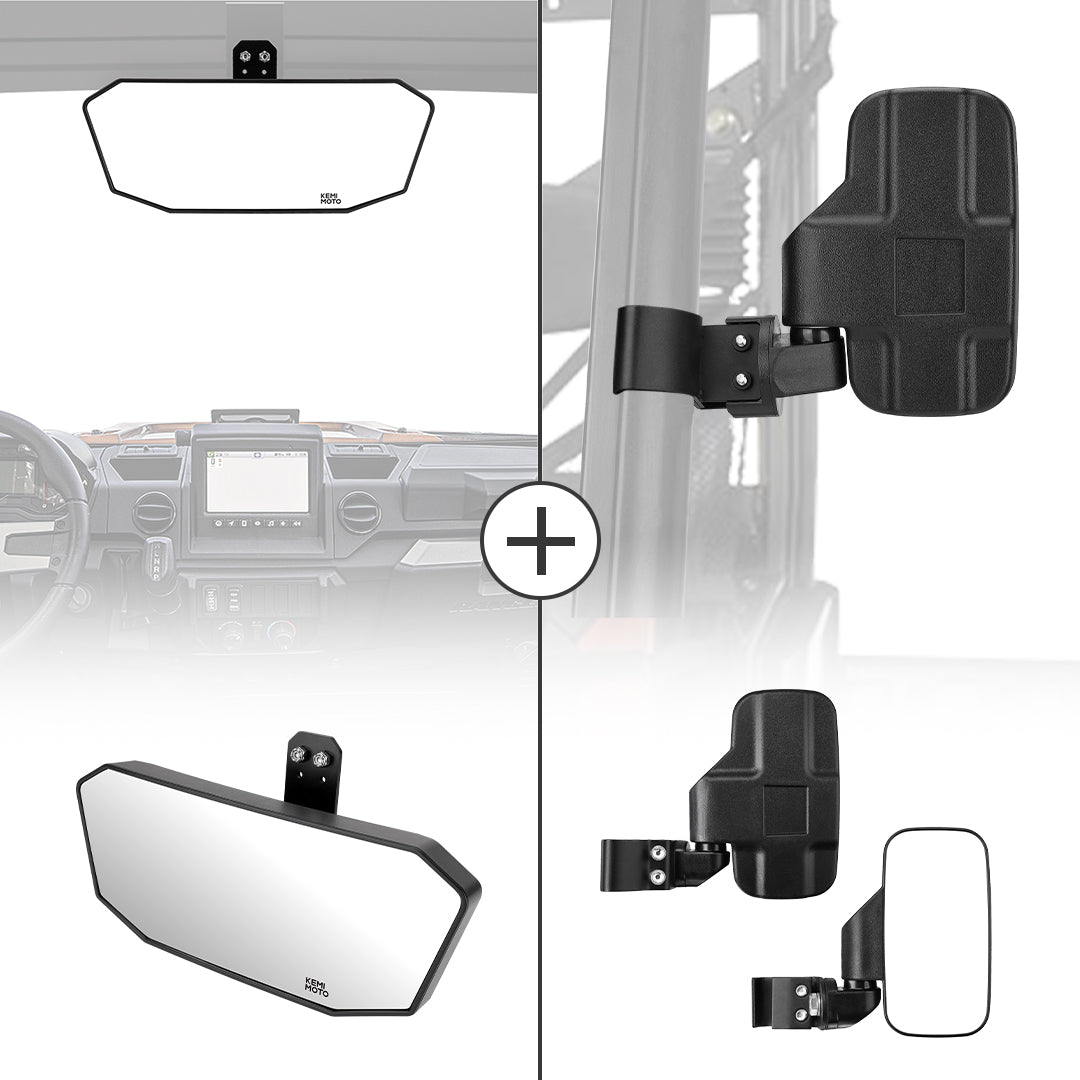 KEMIMOTO Adjustable Break-Away Mirrors Set for Polaris Ranger