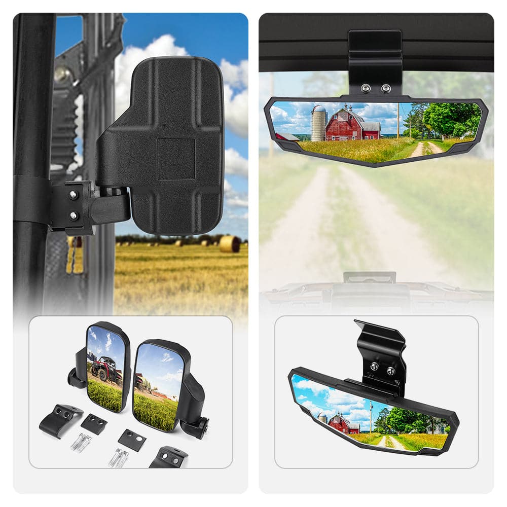 KEMIMOTO Adjustable Side & Rear View Mirrors for Polaris Ranger