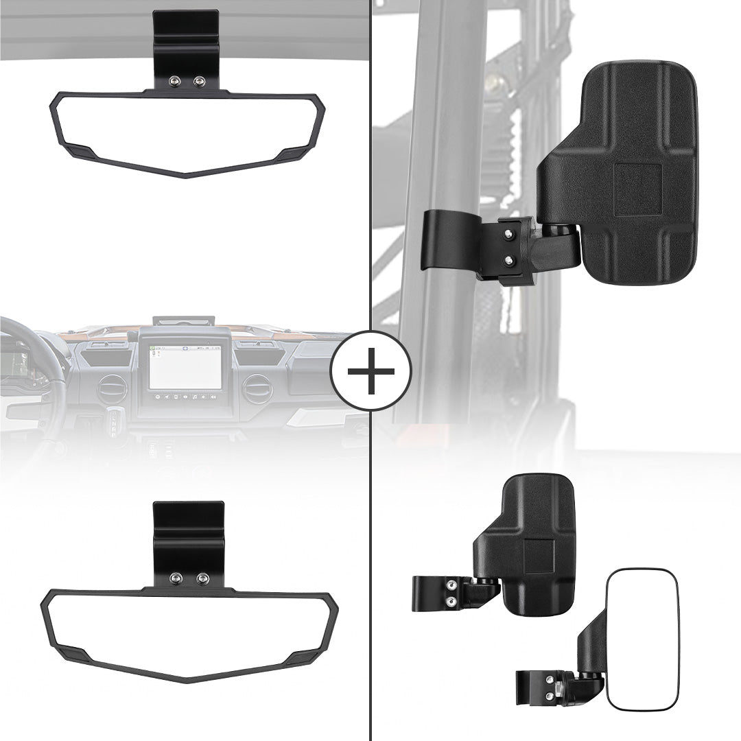 KEMIMOTO Adjustable Side & Rear View Mirrors for Polaris Ranger