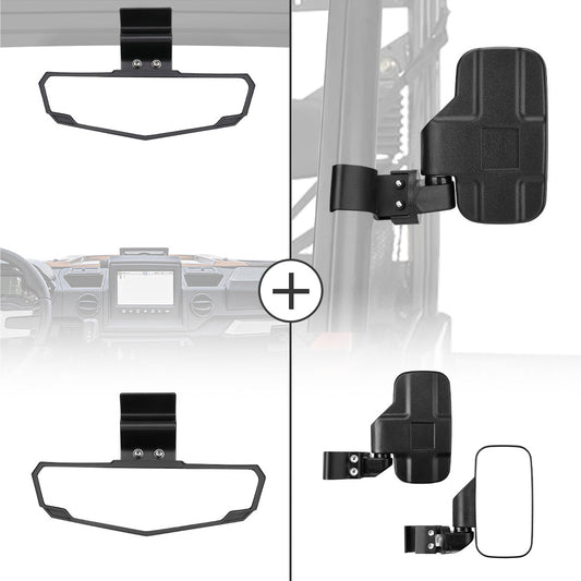KEMIMOTO Adjustable Side & Rear View Mirrors for Polaris Ranger