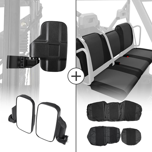 KEMIMOTO Break-Away Side Mirrors & Seat Cover for Polaris Ranger