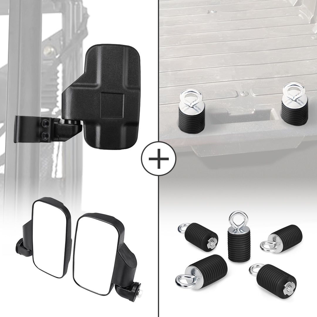 KEMIMOTO Adjustable Side Mirrors Tie Down Anchors for Polaris Ranger