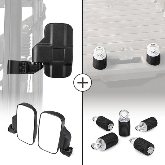 KEMIMOTO Adjustable Side Mirrors Tie Down Anchors for Polaris Ranger