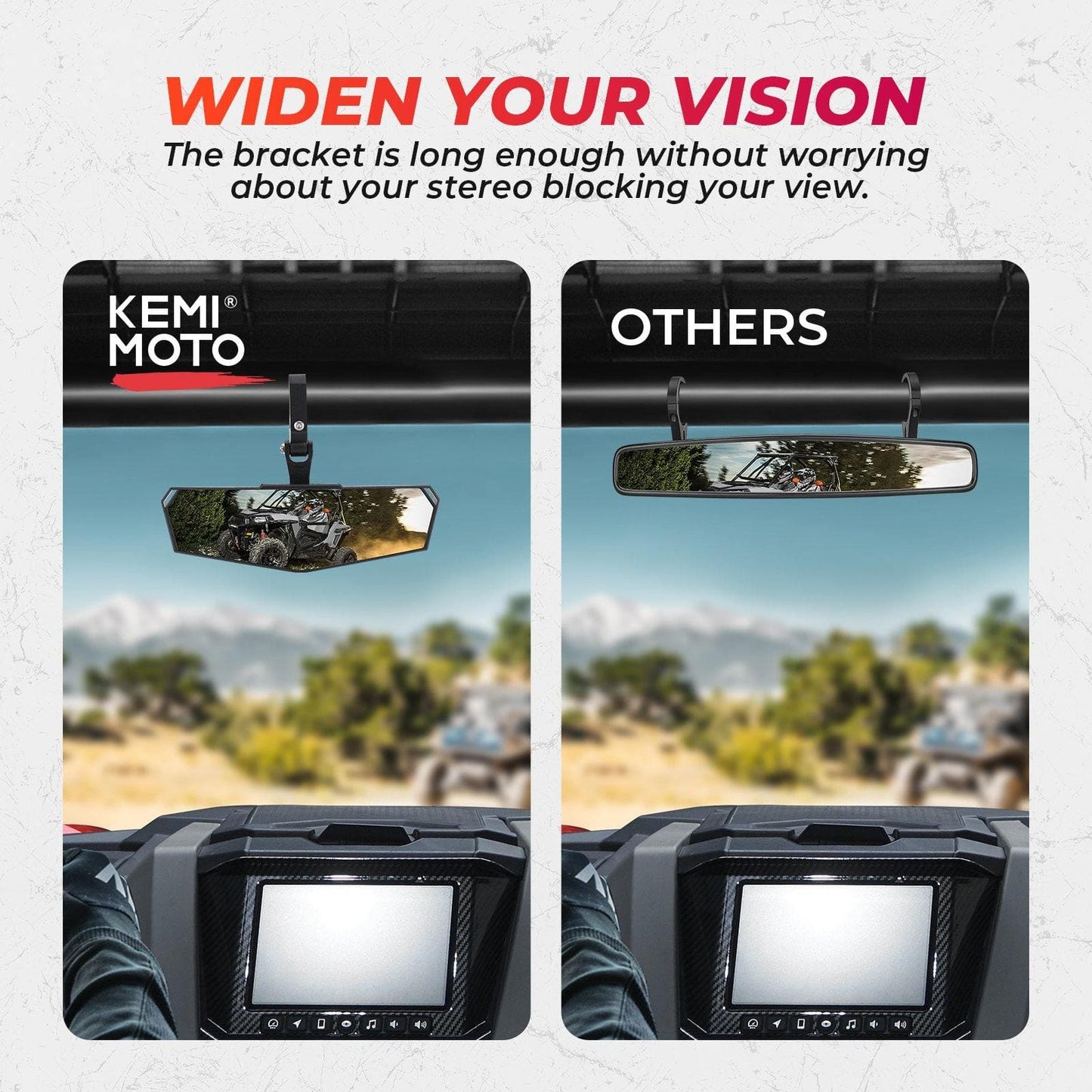1.5-2" Rear View Mirror for Polaris RZR/Pioneer/Talon/ X3/ CFMOTO/Kawasaki