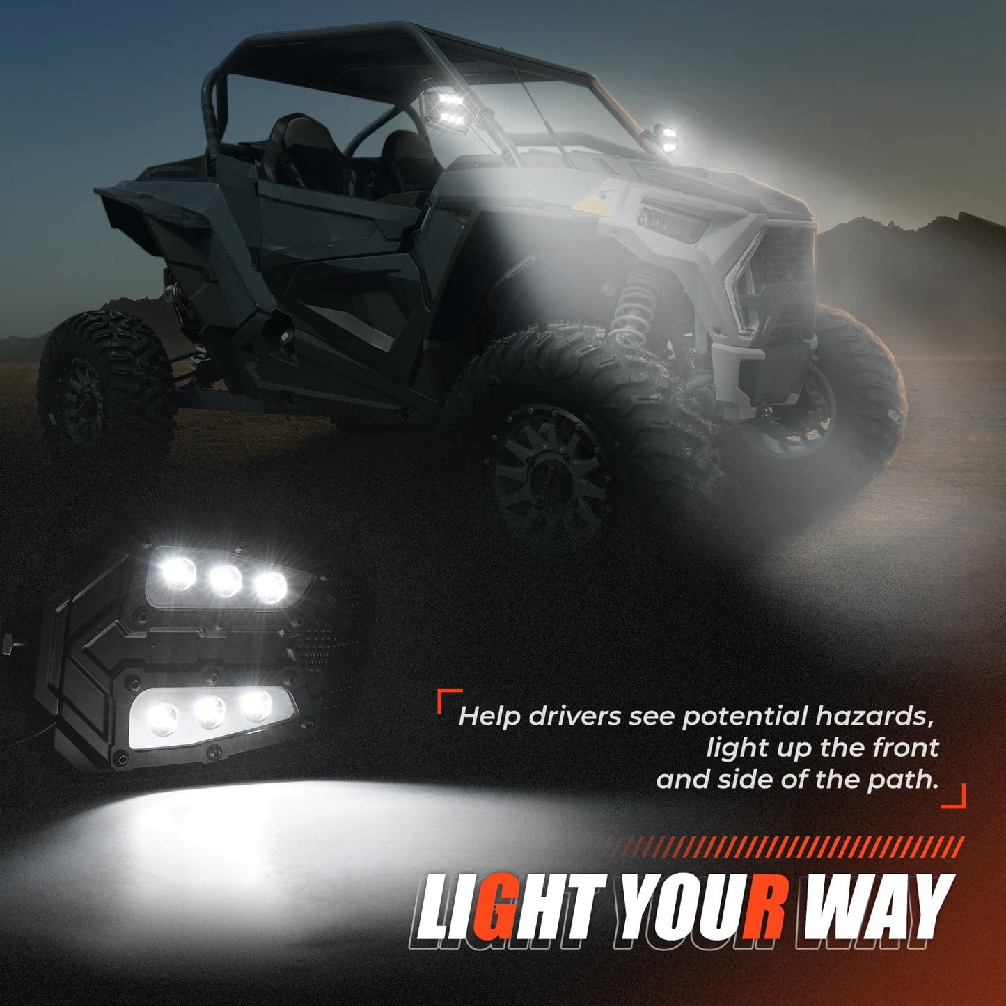 KEMIMOTO Universal Break-Away Lighted Side Mirrors with LED Rock Light