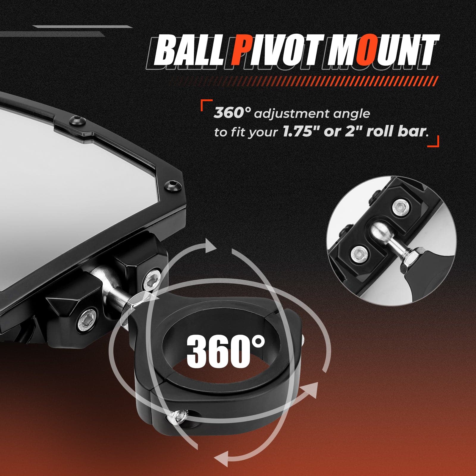KEMIMOTO Universal Break-Away Lighted Side Mirrors with LED Rock Light