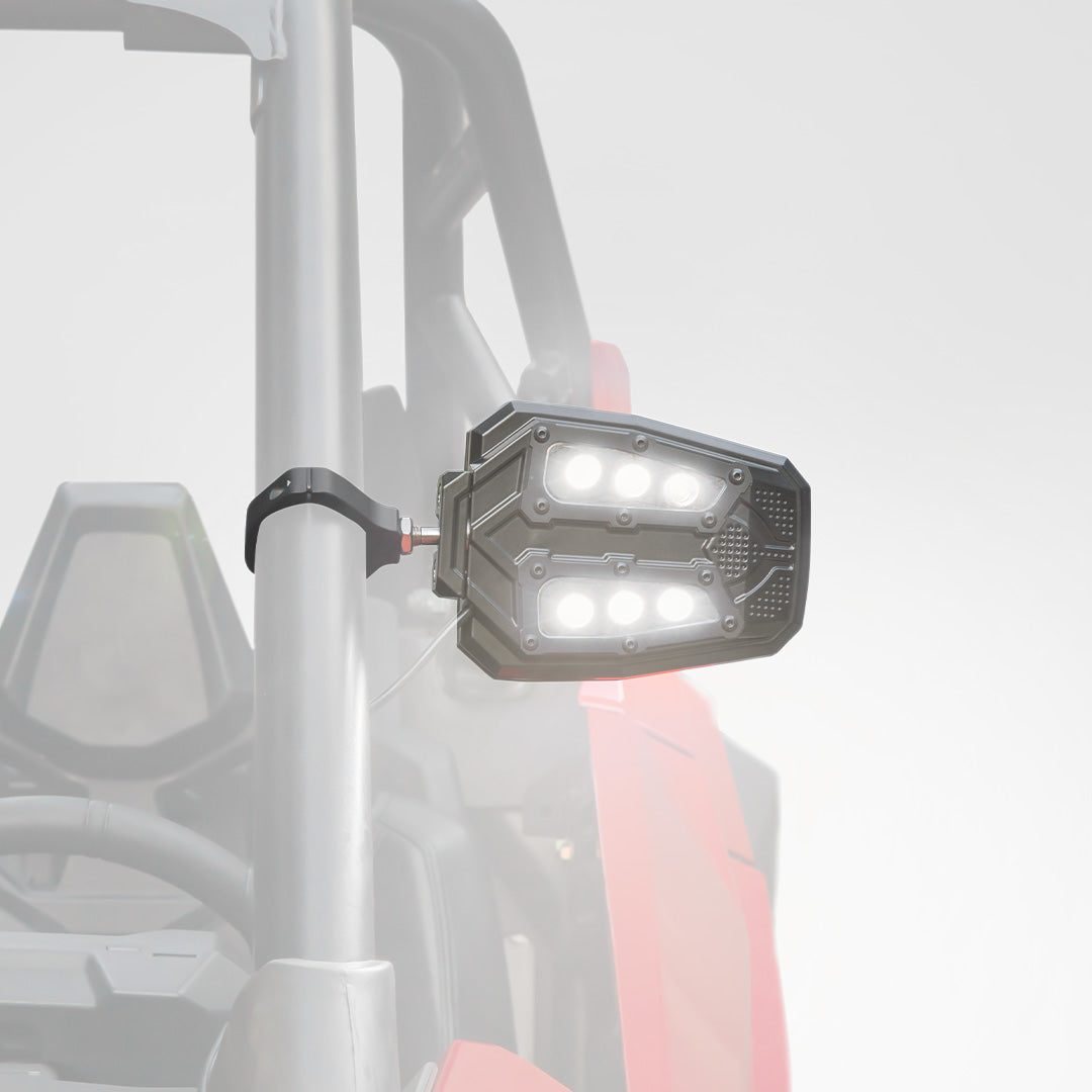 KEMIMOTO Universal Break-Away Lighted Side Mirrors with LED Rock Light