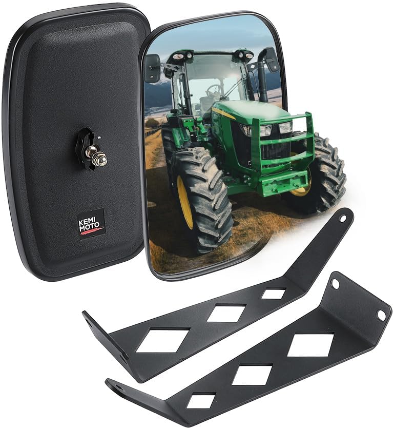 Kemimoto Tractor Side Mirrors Wide‑Angle John Deere Compatible
