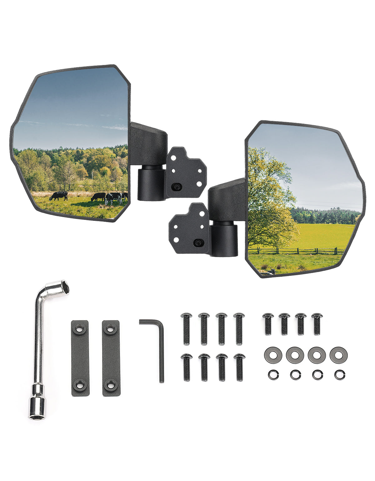 Kemimoto Side View Mirrors ABS Die-Cast Aluminum Pair