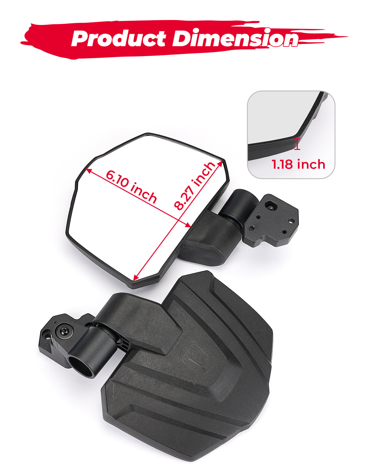 Kemimoto Side View Mirrors ABS Die-Cast Aluminum Pair