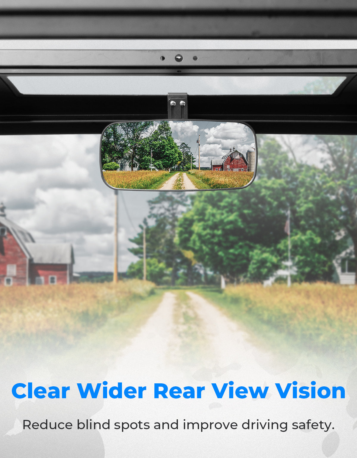 Kemimoto Upgraded Rear View Mirror for Polaris Ranger 500-1000 2017-2025