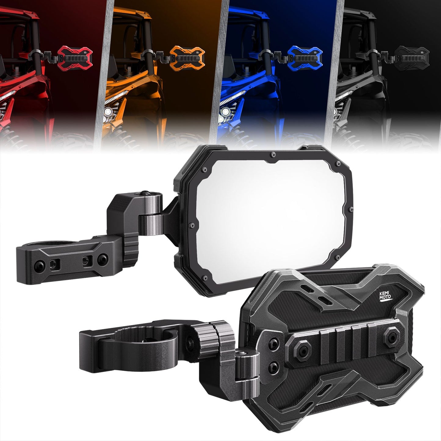 Kemimoto CNC UTV Mirror X Integrated Light Mount Mirror