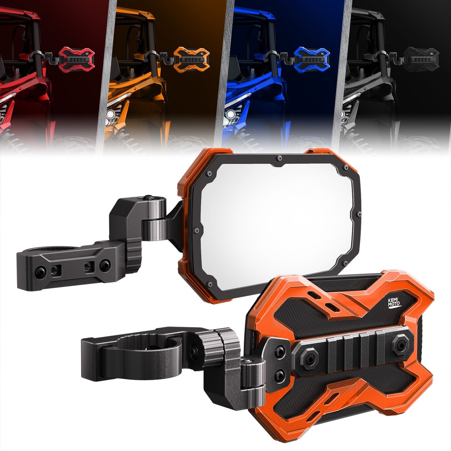 Kemimoto CNC UTV Mirror X Integrated Light Mount Mirror