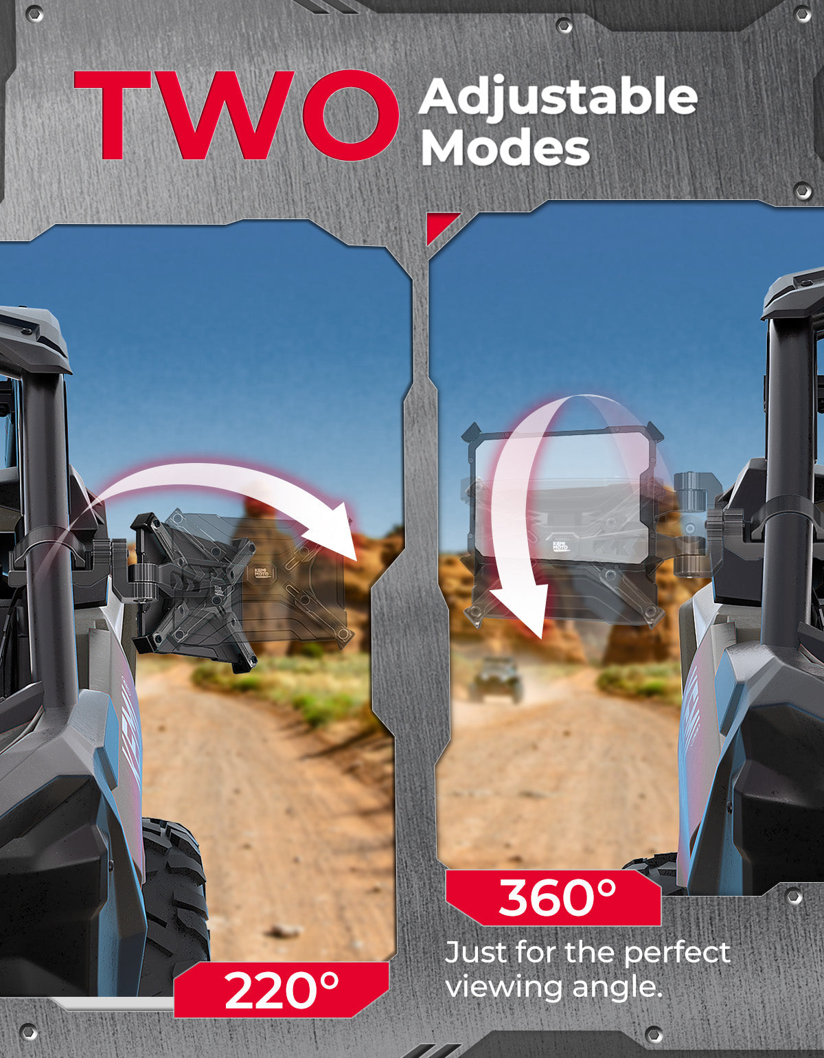 Kemimoto Aluminum CNC UTV Mirror X Pair for Polaris RZR