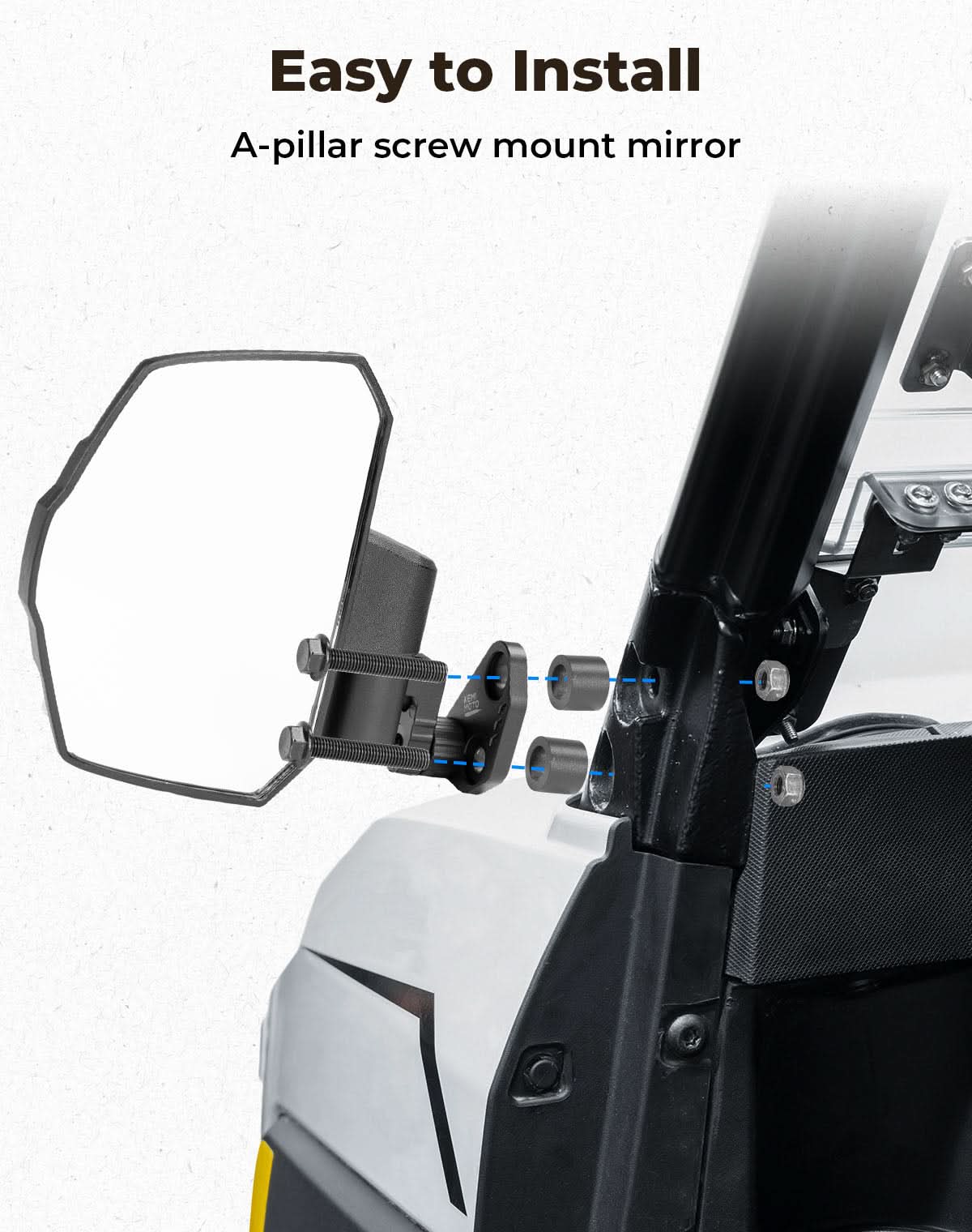 Kemimoto UTV Side Mirrors for Polaris Ranger XP 1000 (2018-2025)