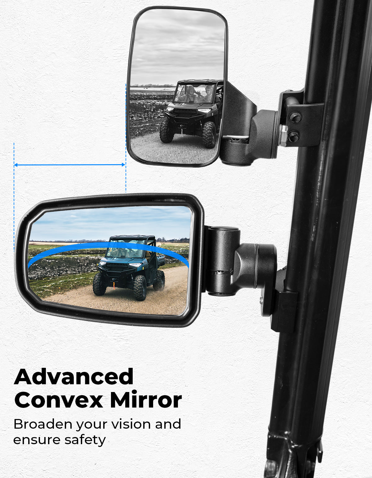 Kemimoto CNC Aluminum Pro-Fit Side Mirrors for Polaris Ranger