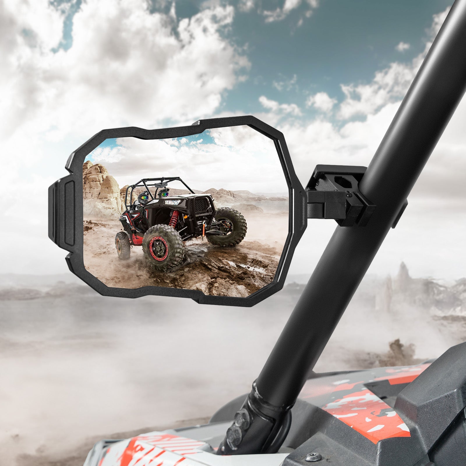 Kemimoto Side Mirrors Shatterproof Glass Fits 1.5‑2" Roll Cage
