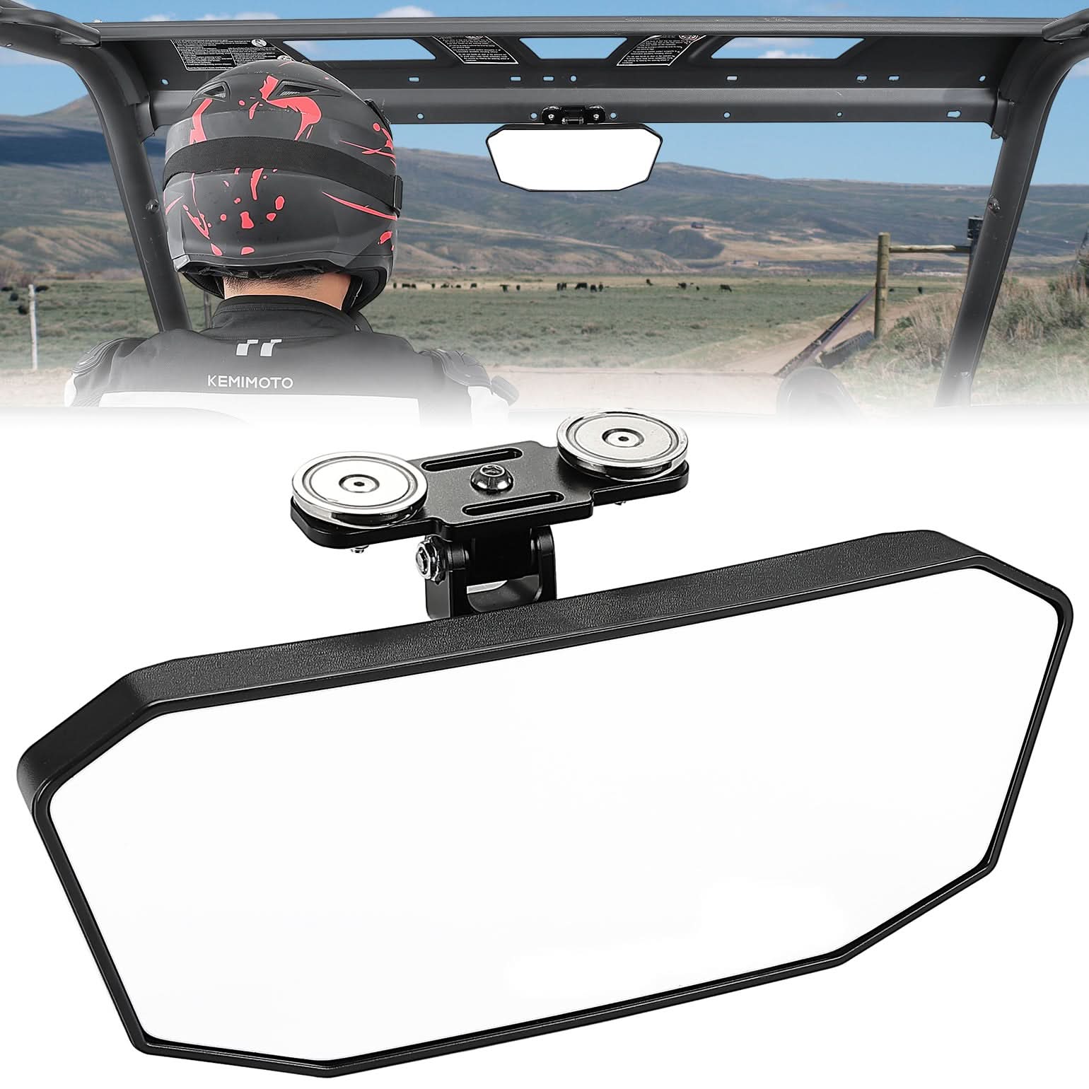 Kemimoto Magnetic Rear View Mirror for Polaris & Golf Carts