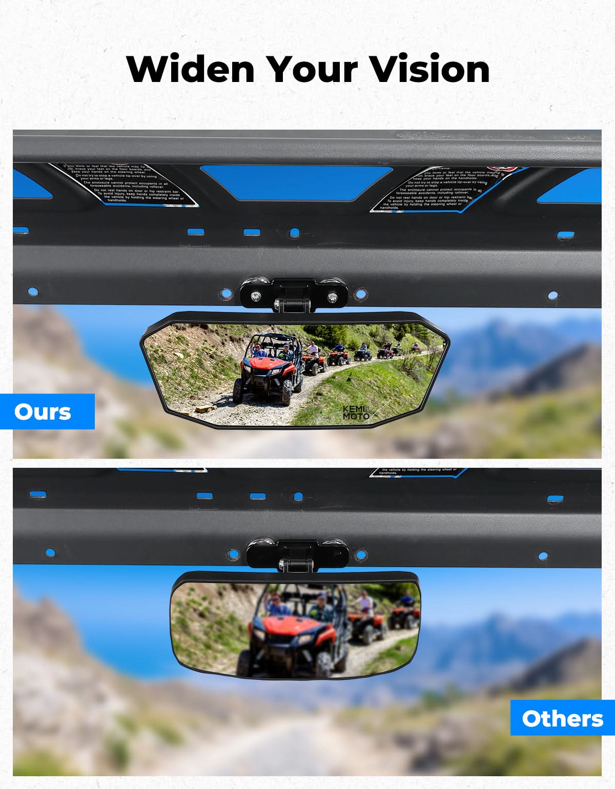 Kemimoto Magnetic Rear View Mirror for Polaris & Golf Carts