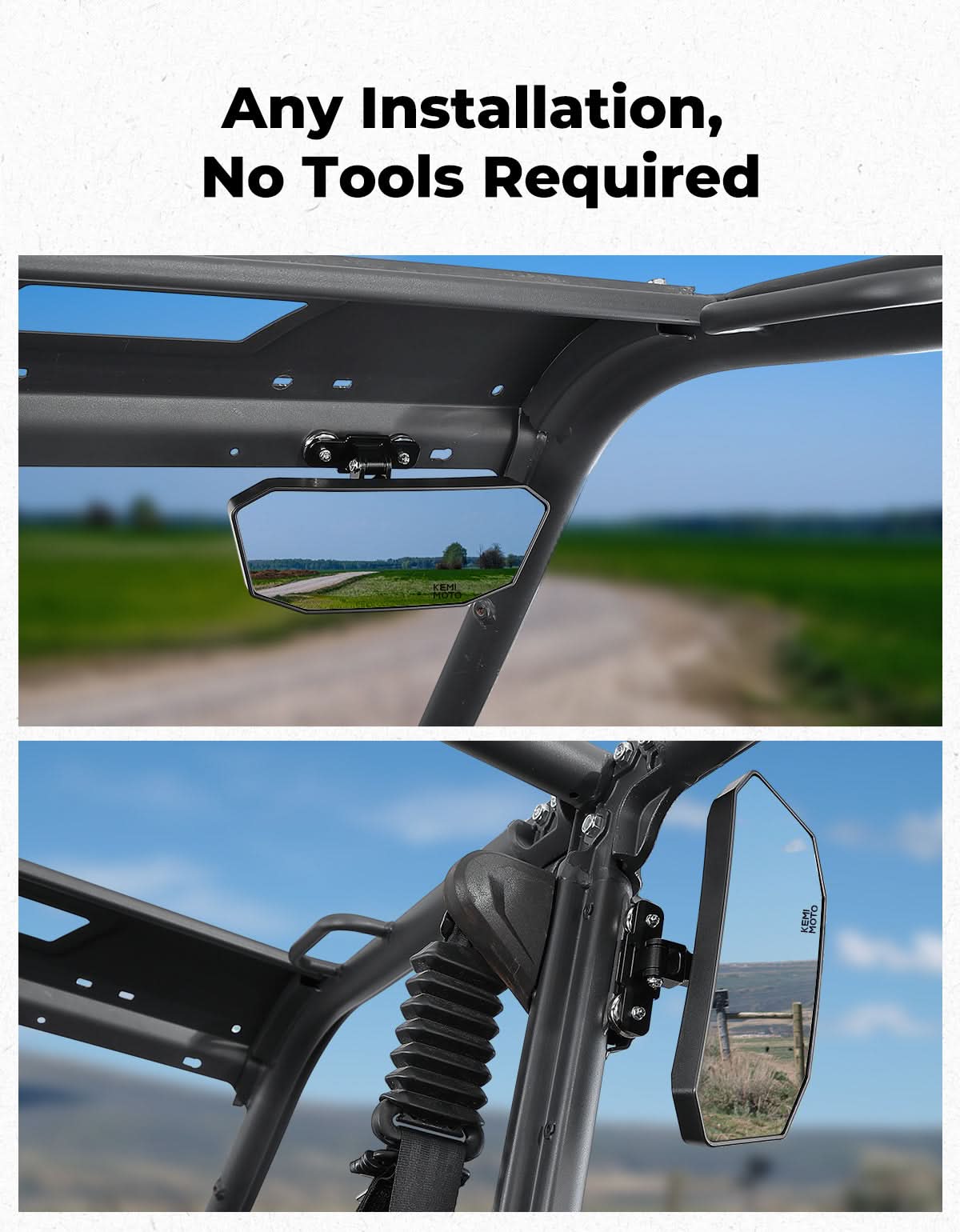 Kemimoto Magnetic Rear View Mirror for Polaris & Golf Carts