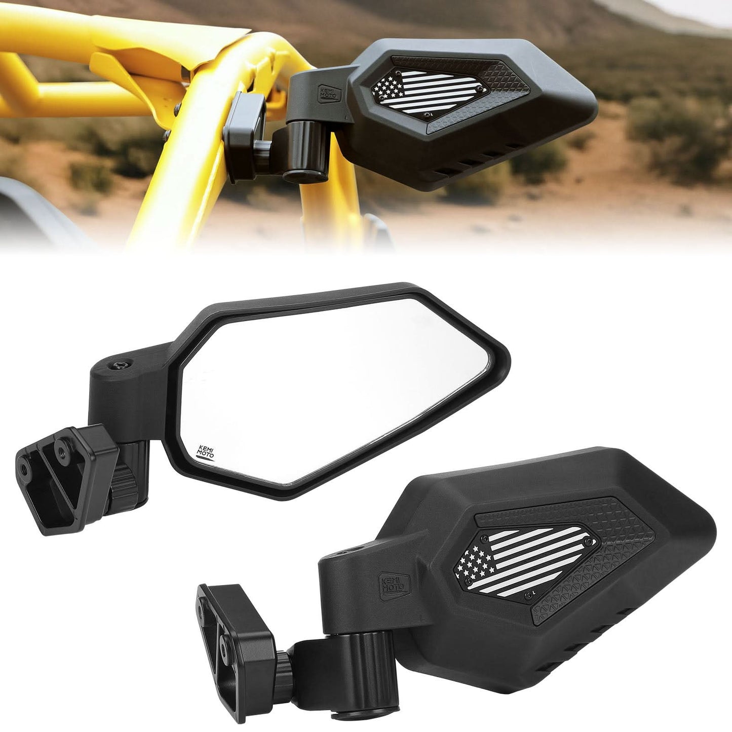 Kemimoto Automatic Folding Side View Mirrors Shatterproof Glass