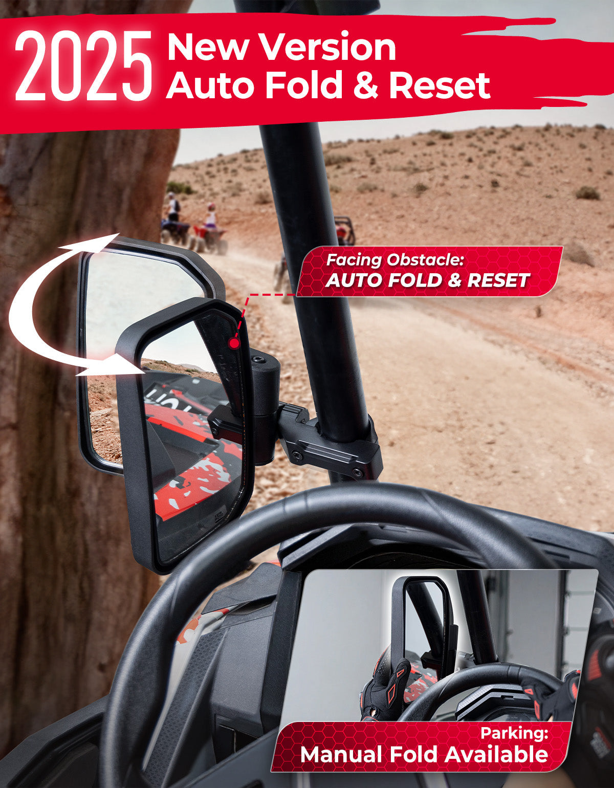 Kemimoto UTV Side Mirrors for RZR, Can‑Am & CFMOTO Zforce