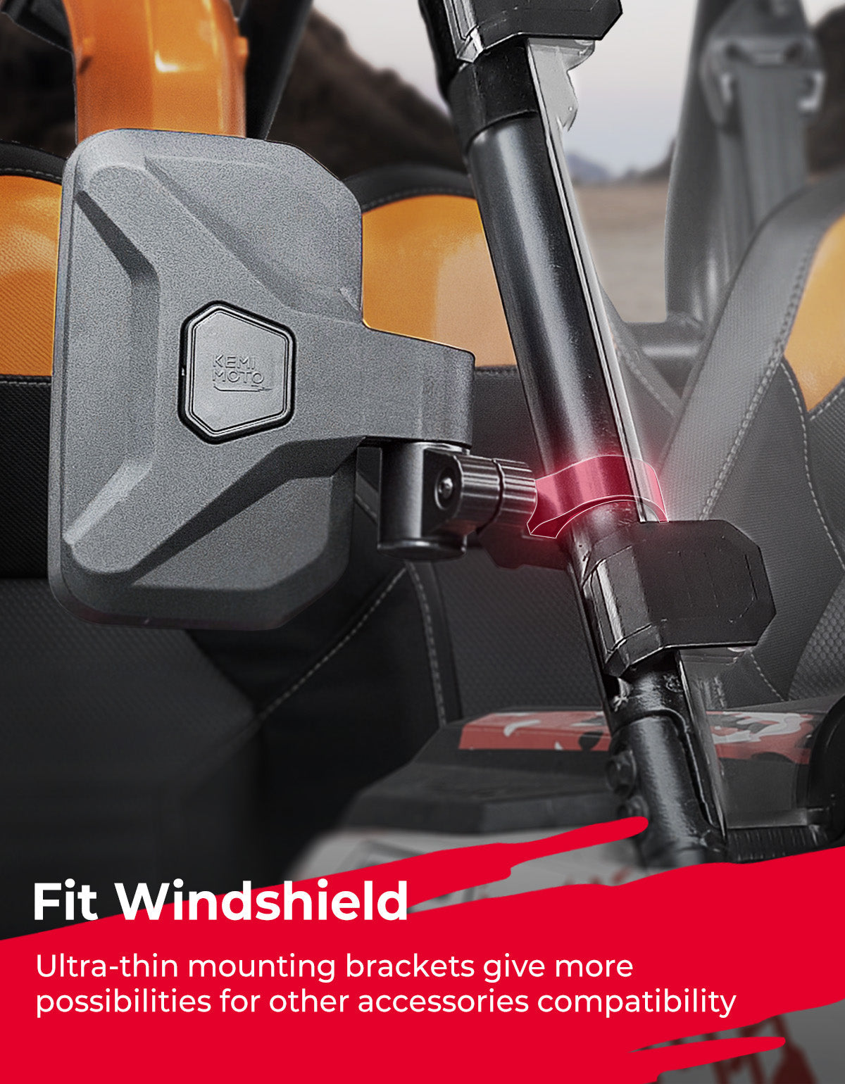 Kemimoto UTV Side Mirrors for RZR, Can‑Am & CFMOTO Zforce