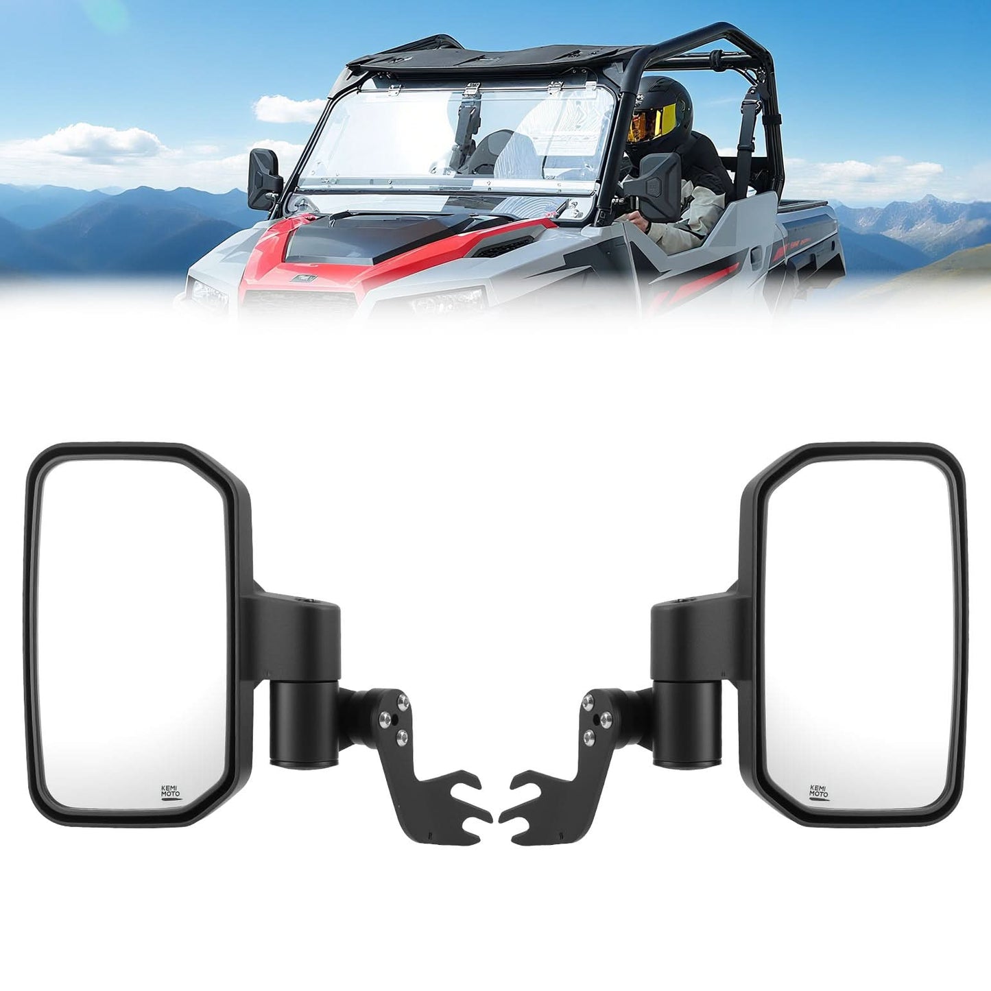 Kemimoto Spring Back Side Mirrors for Polaris General 1000