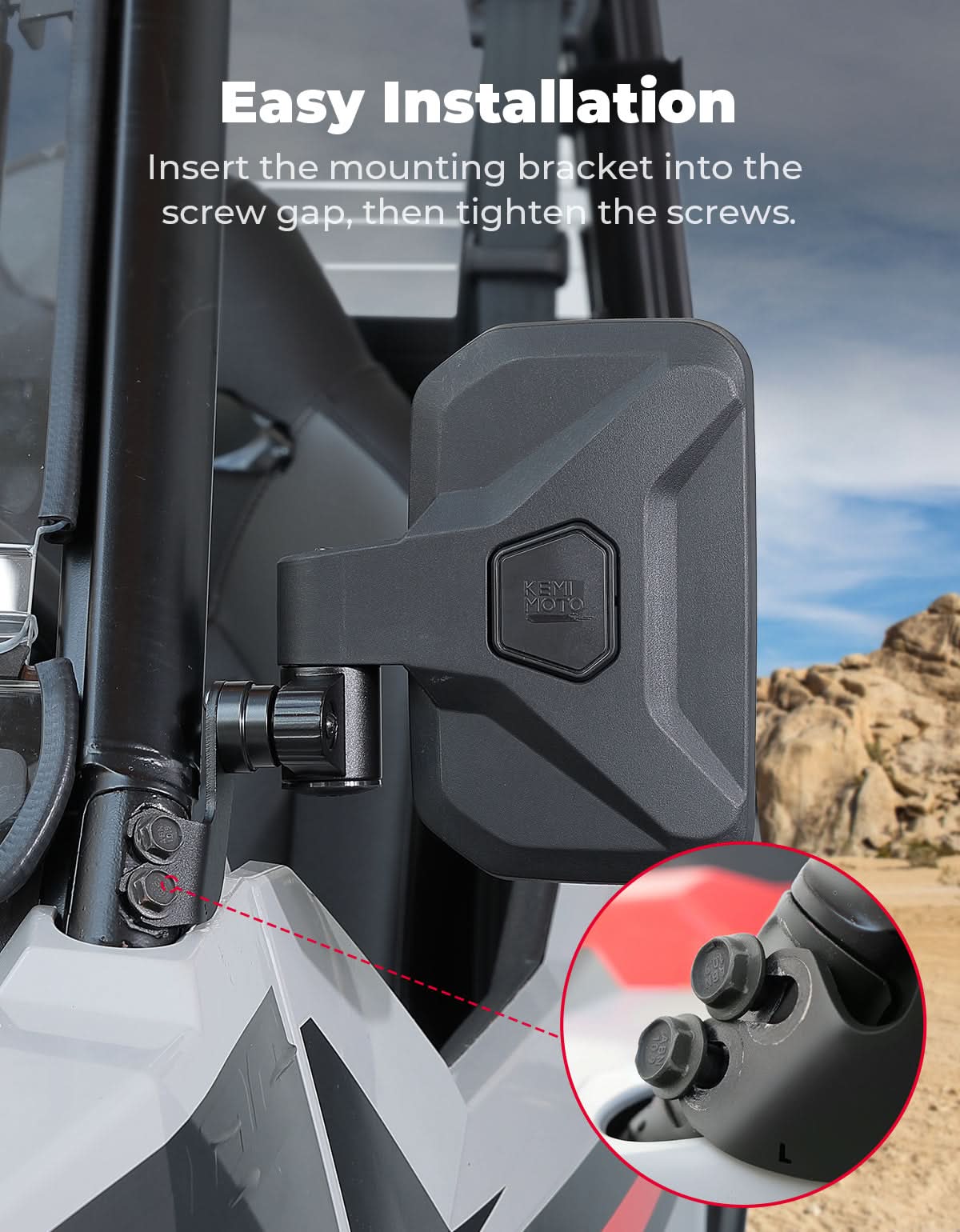 Kemimoto Spring Back Side Mirrors for Polaris General 1000
